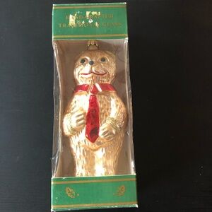 Vintage KURT ADLER CHRISTMAS ORNAMENT / TEDDY BEAR / Glass / Handcrafted